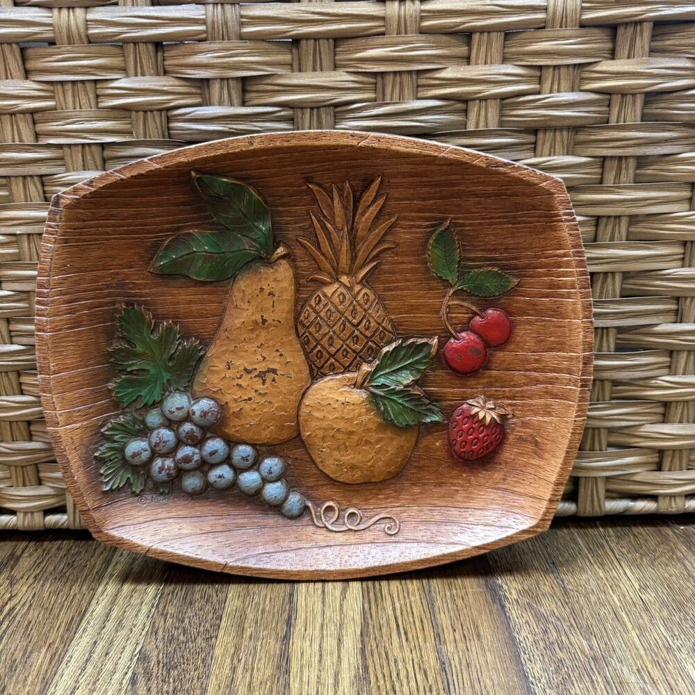 Vintage Multi Products, Inc Burwood Fruit Pattern Tray MCM Retro Made in USA